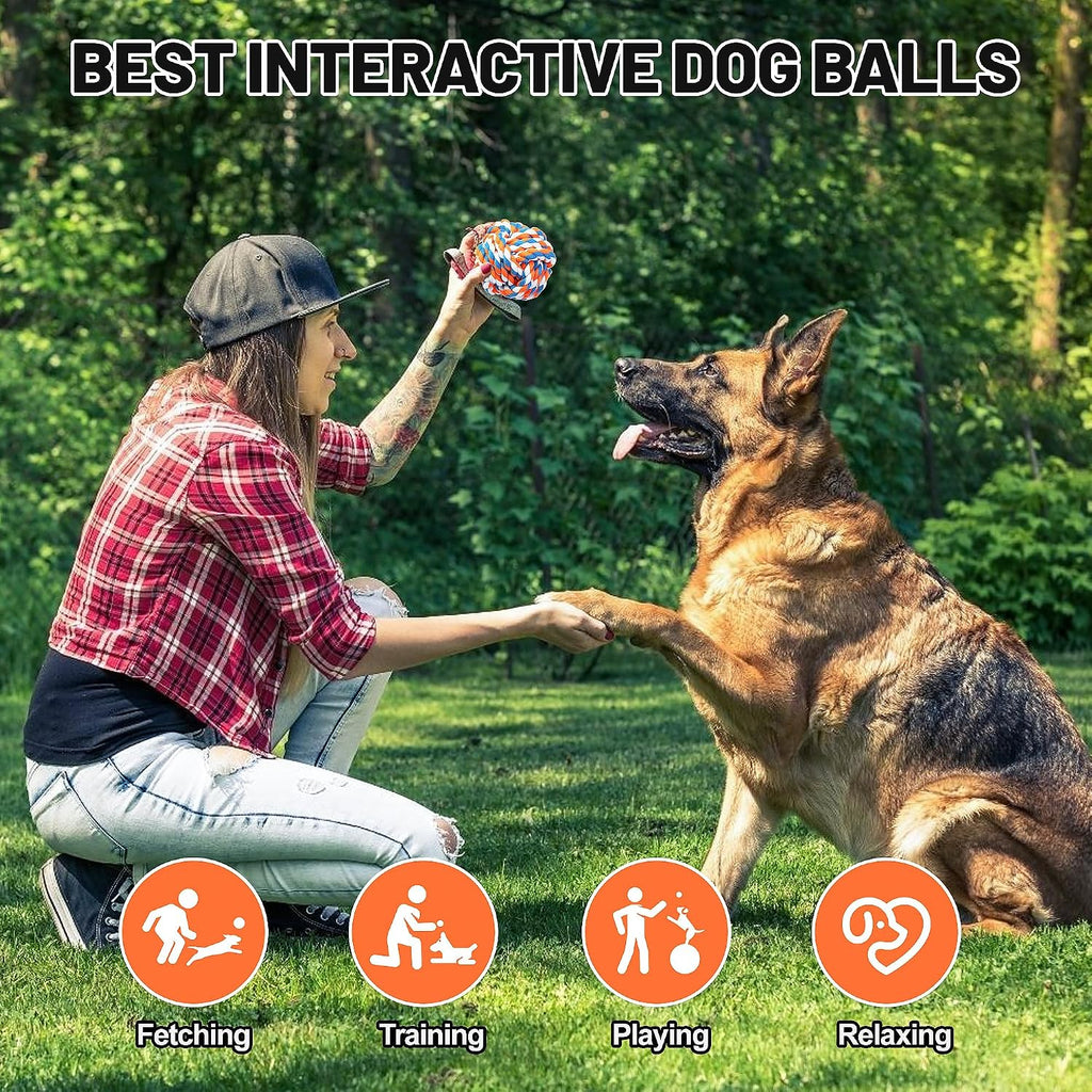 Dog Chew Rope Balls Toys for Aggressive Chewers, 10 Pieces Durable Dog Balls for Medium and Small Breeds Cotton Chew
