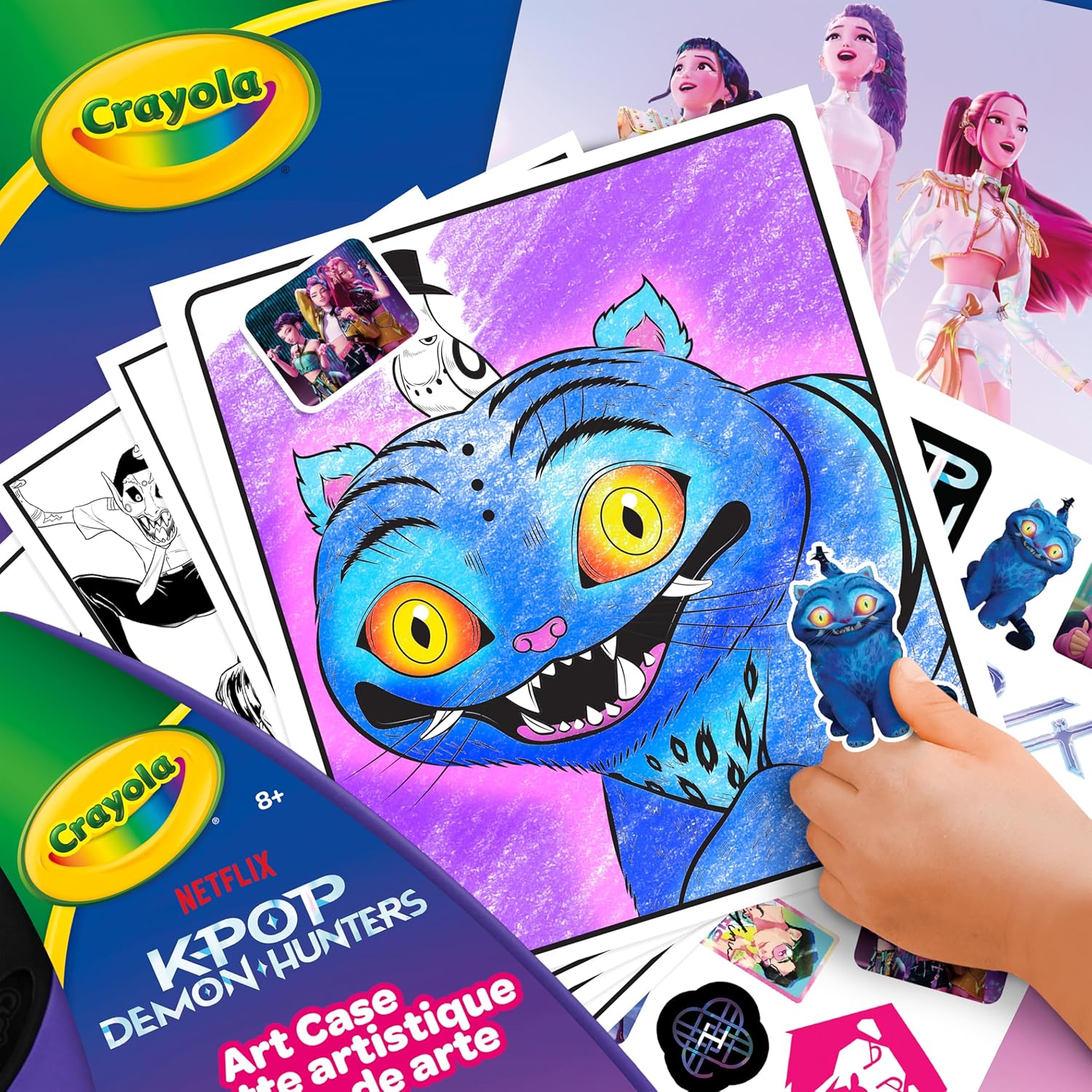 Kpop Demon Hunters Art Case (40+pcs), Coloring & Sticker Craft Kit | Arts & Crafts Kit, Holiday, Birthday Gift for