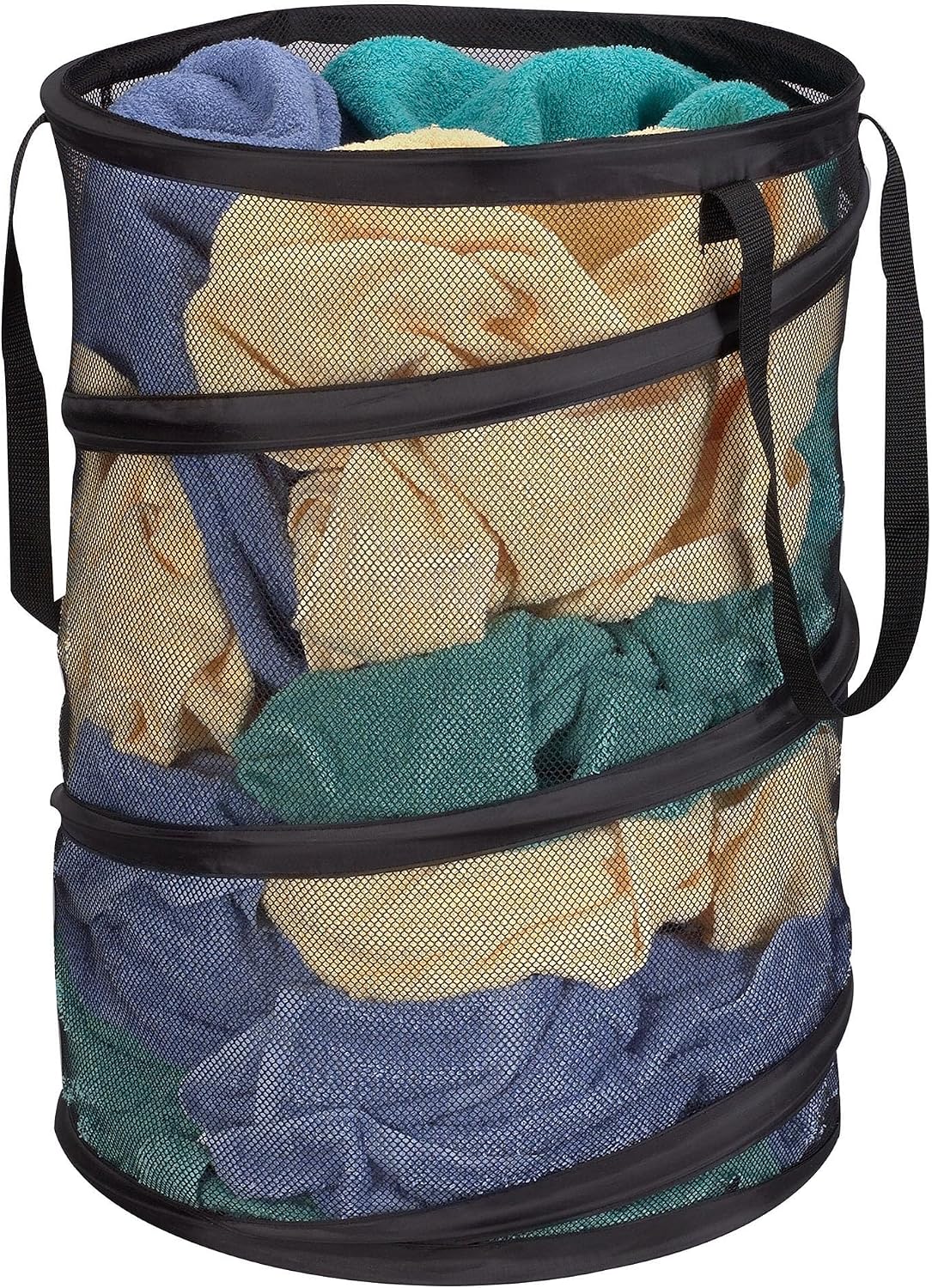 2026 Pop-Up Collapsible Mesh Laundry Hamper | Black, 25" H