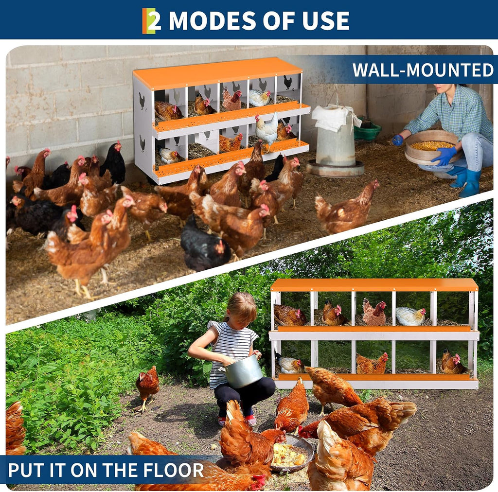 Chicken Nesting Boxes, Galvanized Steel Roll-Away Laying Boxes for Hens