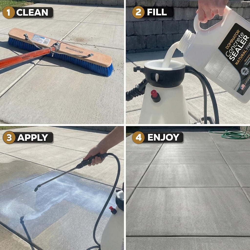 Concrete Sealer for Driveway 1 Gallon | Penetrating Water Based Paver Sealer Outdoor Waterproof | Natural Look Cement
