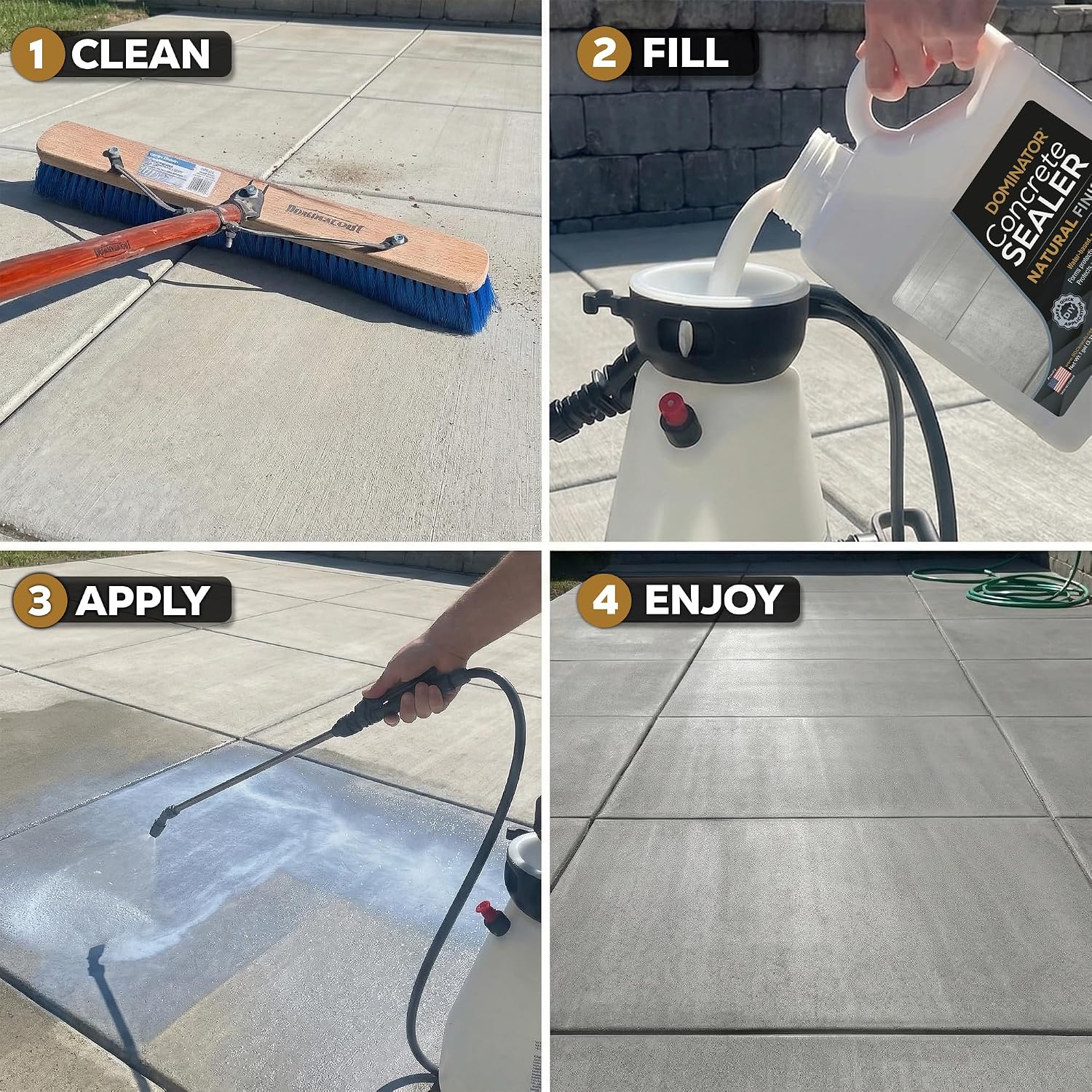 Concrete Sealer for Driveway 1 Gallon | Penetrating Water Based Paver Sealer Outdoor Waterproof | Natural Look Cement