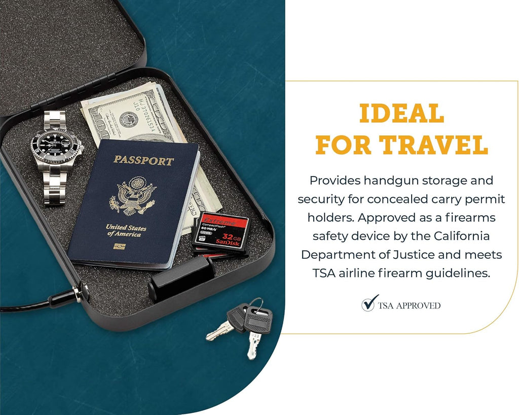 Portable Lock Box for Guns and Valuables, 2 Pack - Includes 2 Lock Boxes (Keyed Alike), 4 Keys and 1500 Pound