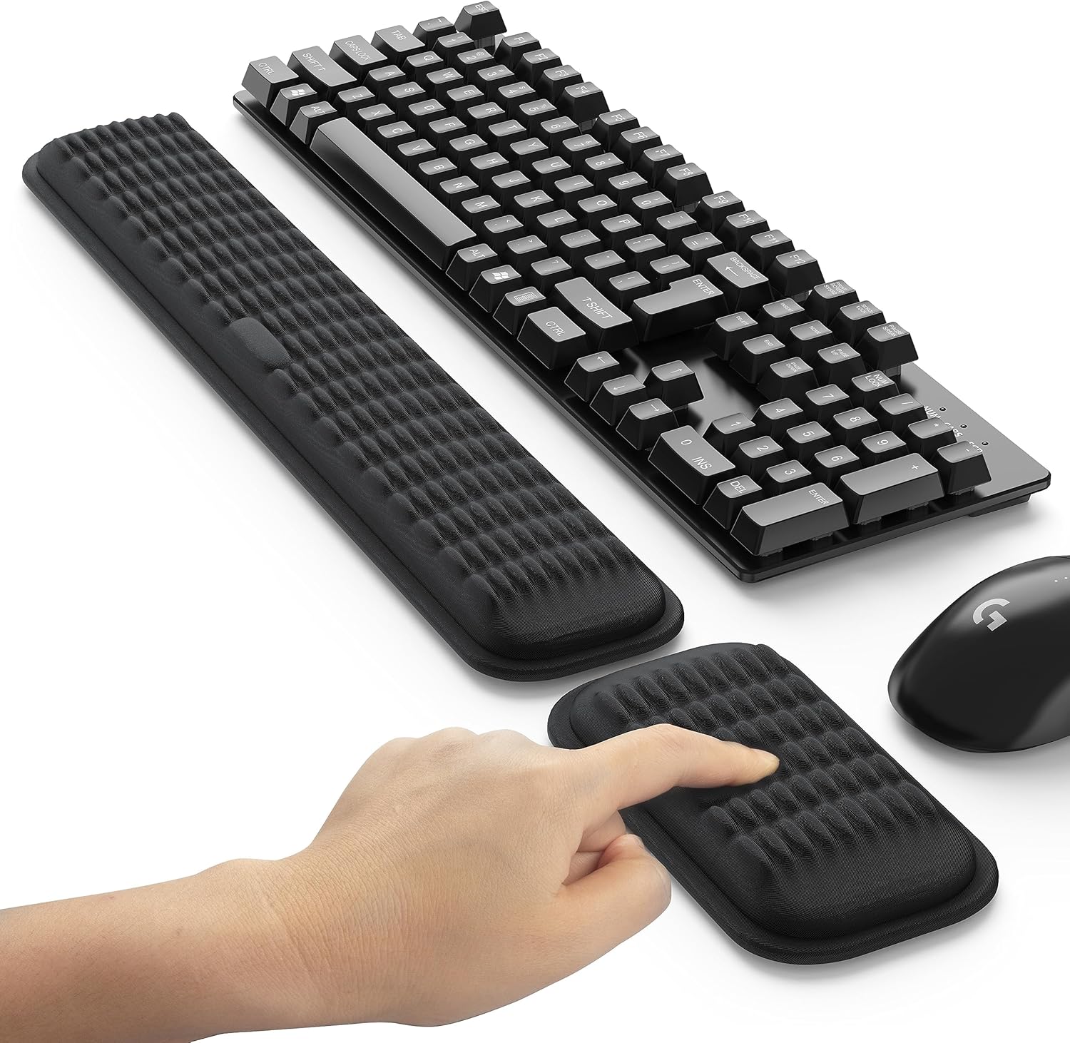 Ergonomic Wrist Rest for Keyboard and Mouse, Soft Memory Foam Keyboard Wrist Rest Set with Non-Slip Silicone Base