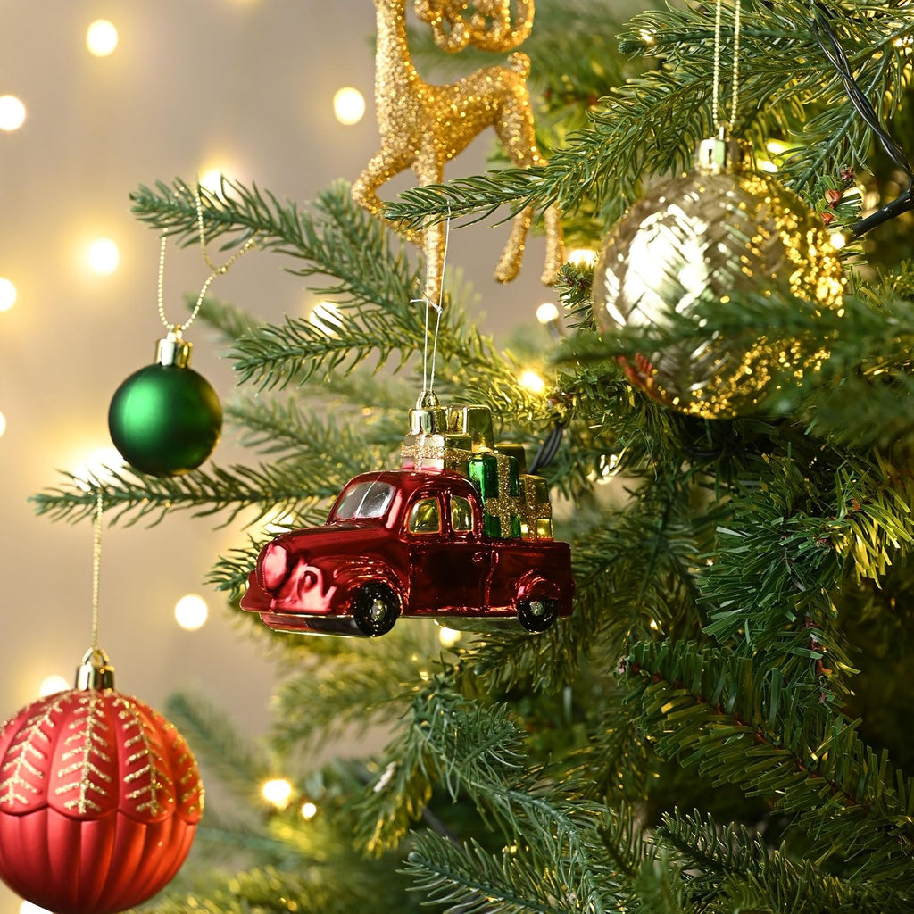 Christmas Tree Ornaments Set, 60ct Red Green and Gold Shatterproof Christmas Tree Decorations Bulk, Traditional