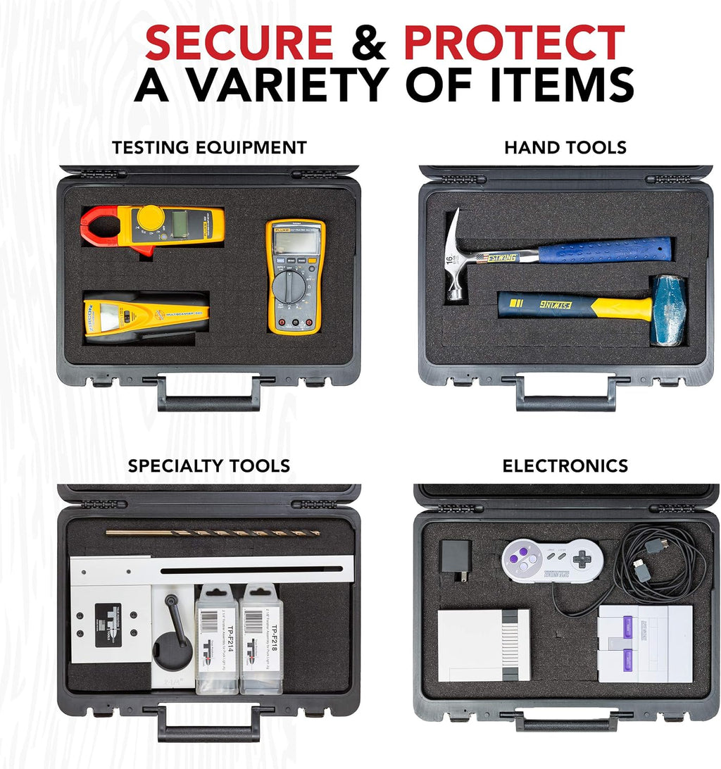 Universal Hard Carrying Case with Premium Kaizen Pick and Pluck Foam - Protects Electronics, Tools, Cameras and
