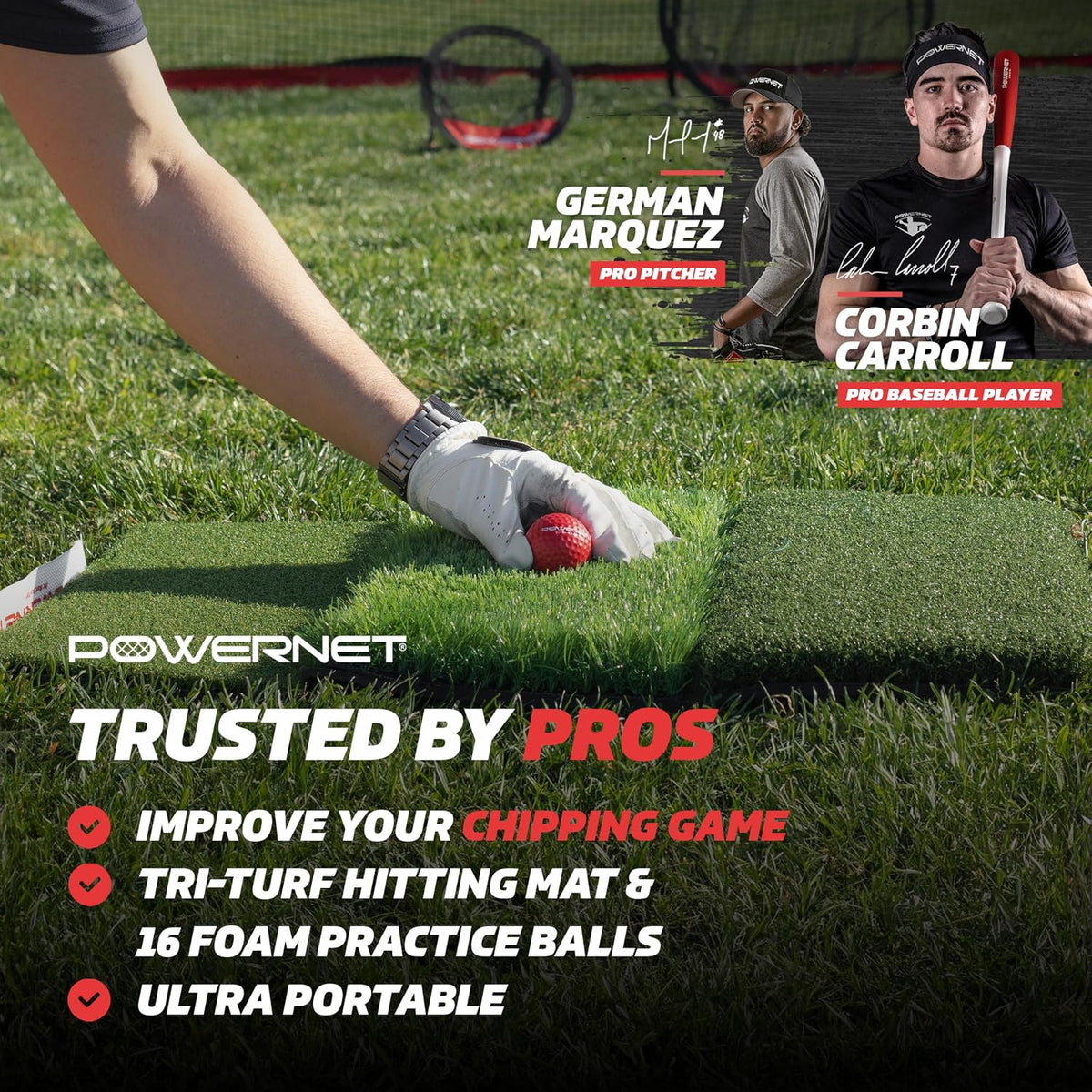 Foam Golf Balls & Tri-Turf Mat Bundle, Portable 25" x 16" Hitting Space, Golfing Accessories Training Aid to Improve