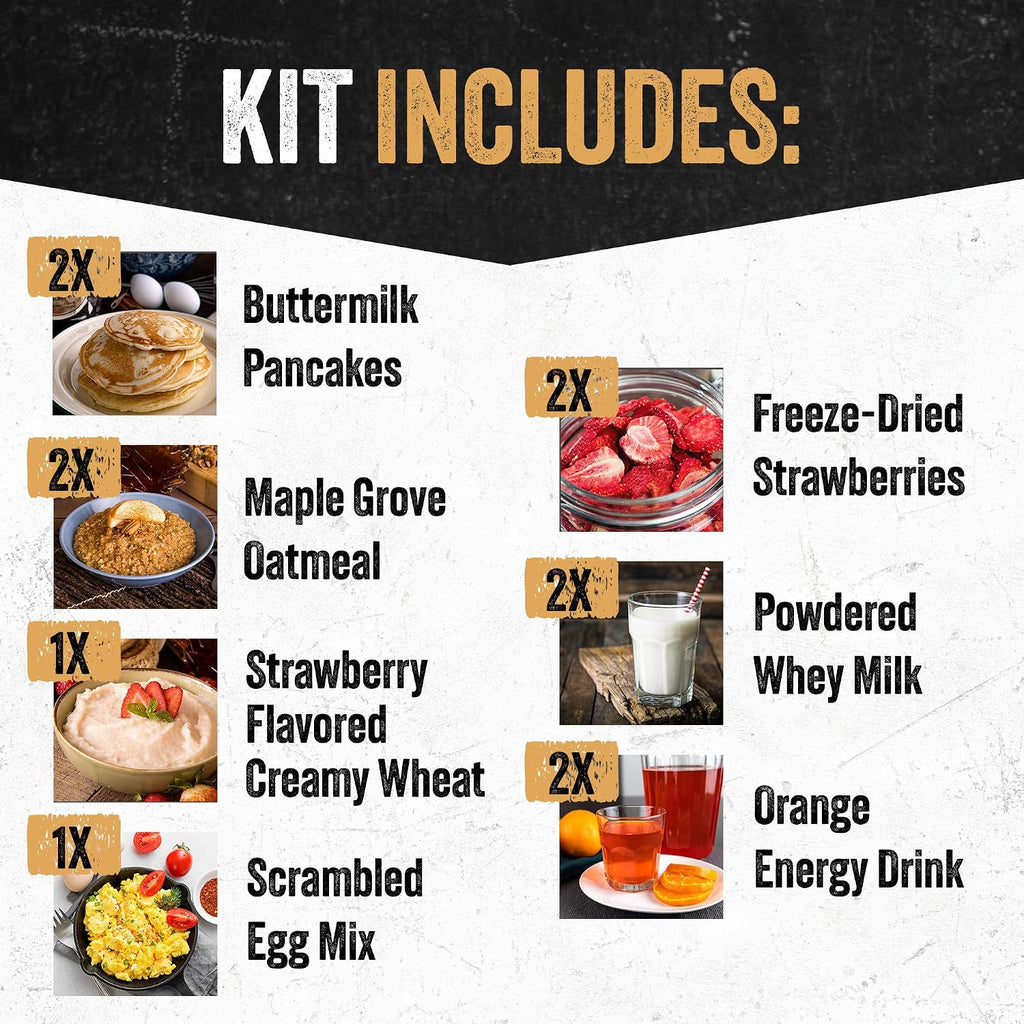 Breakfast Bucket (128 Servings), Emergency Food Supply, Emergency Food Kit, 25-Year Shelf Life Food, Survival Food