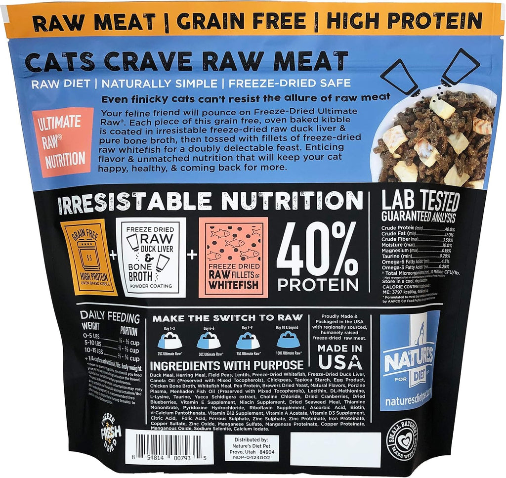 Ultimate Raw : Cat Kibble with Freeze-Dried Raw Whitefish, Duck Liver, Bone Broth, Herring & Superfoods