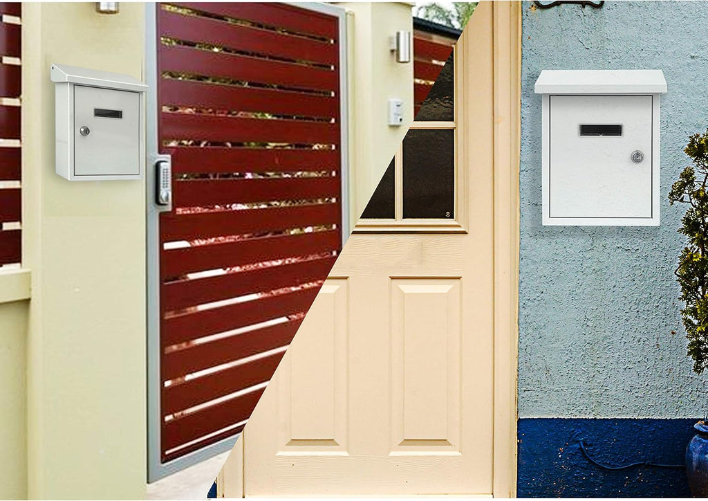 Weatherproof Wall Mount Mailbox-Outdoor Galvanized Metal Key Large Capacity, Commercial Rural Home Decorative &