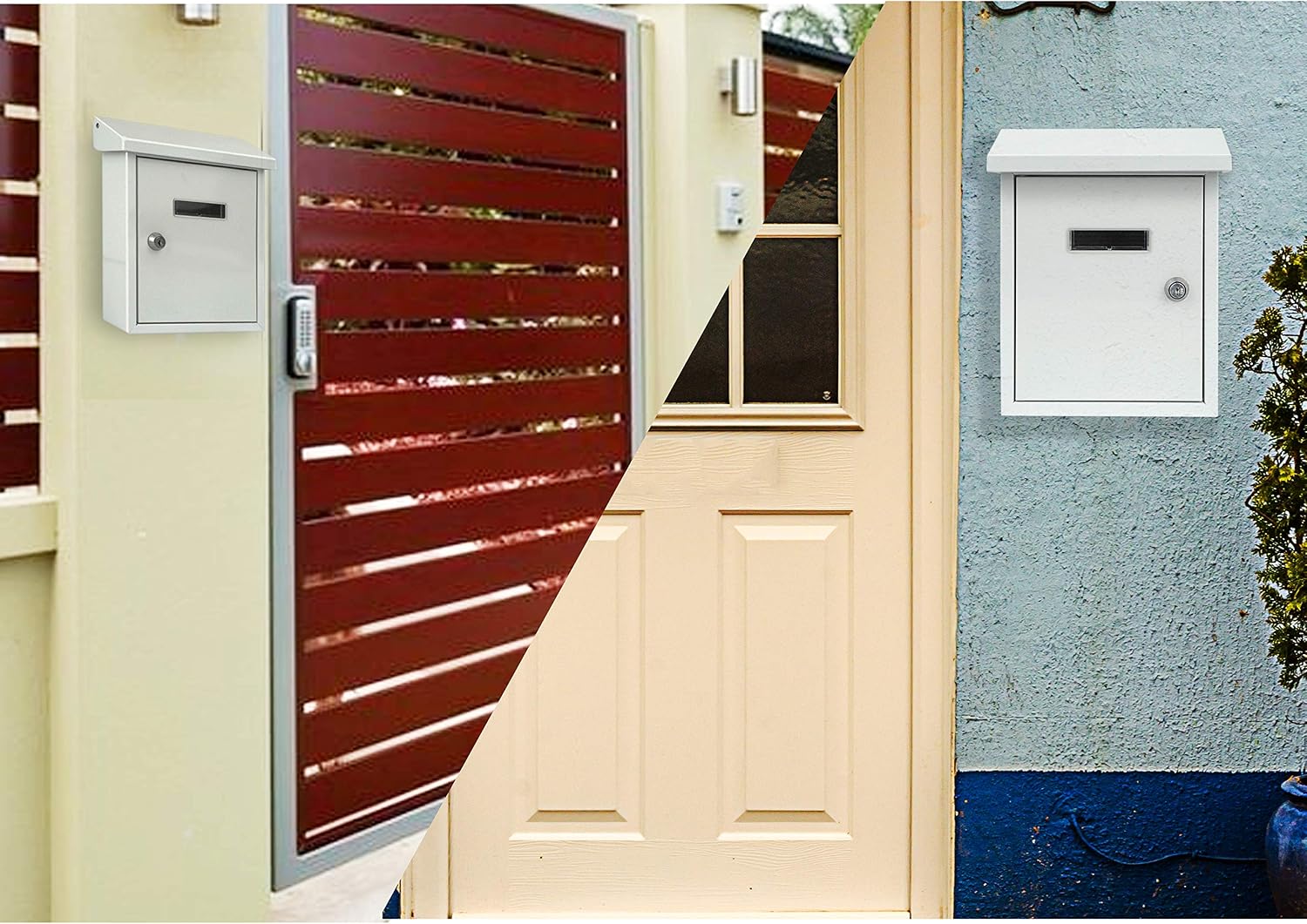Weatherproof Wall Mount Mailbox-Outdoor Galvanized Metal Key Large Capacity, Commercial Rural Home Decorative &