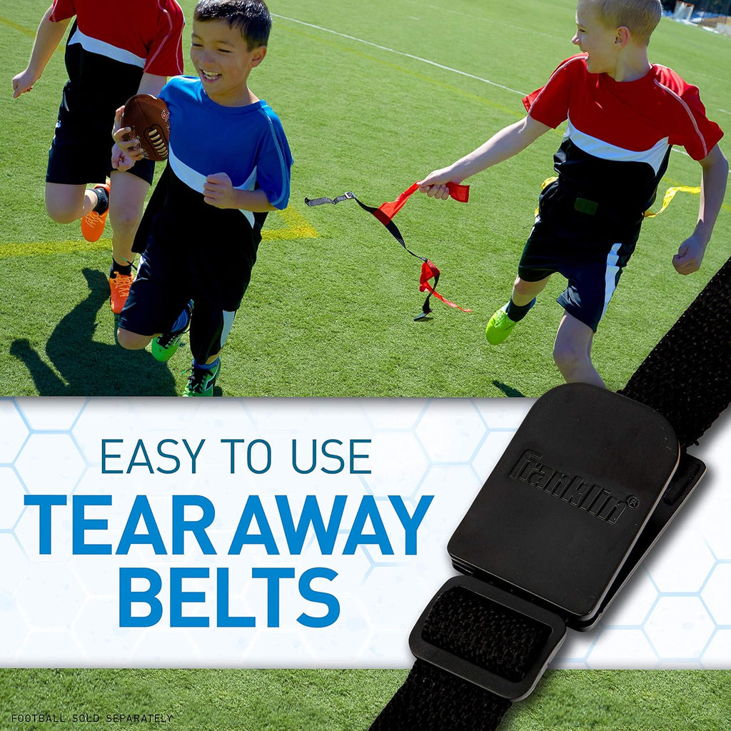 Franklin Sports Flag Football Set - 8 Player Youth Flag Football Belts - Adjustable Belts + Field Marker Included - 4