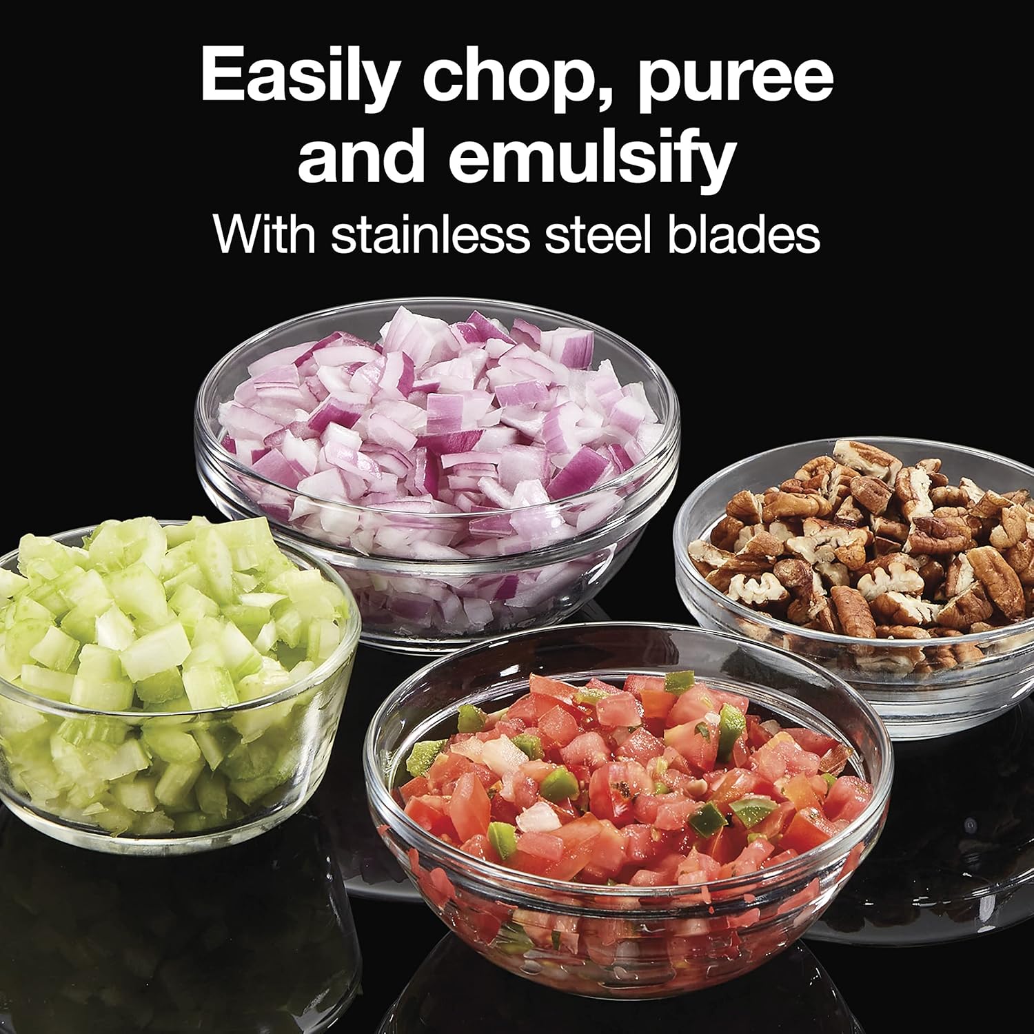 Durable Electric Vegetable Chopper & Mini Food Processor | 3.5 Cup Bowl | 2 Speeds For Chopping, Puree & Emulsify |