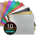 Glitter Heat Transfer Vinyl HTV 12"x10" Bundle 10 Sheets, Glitter Iron on Vinyl for Cricut & Silhouette Cameo - HTV