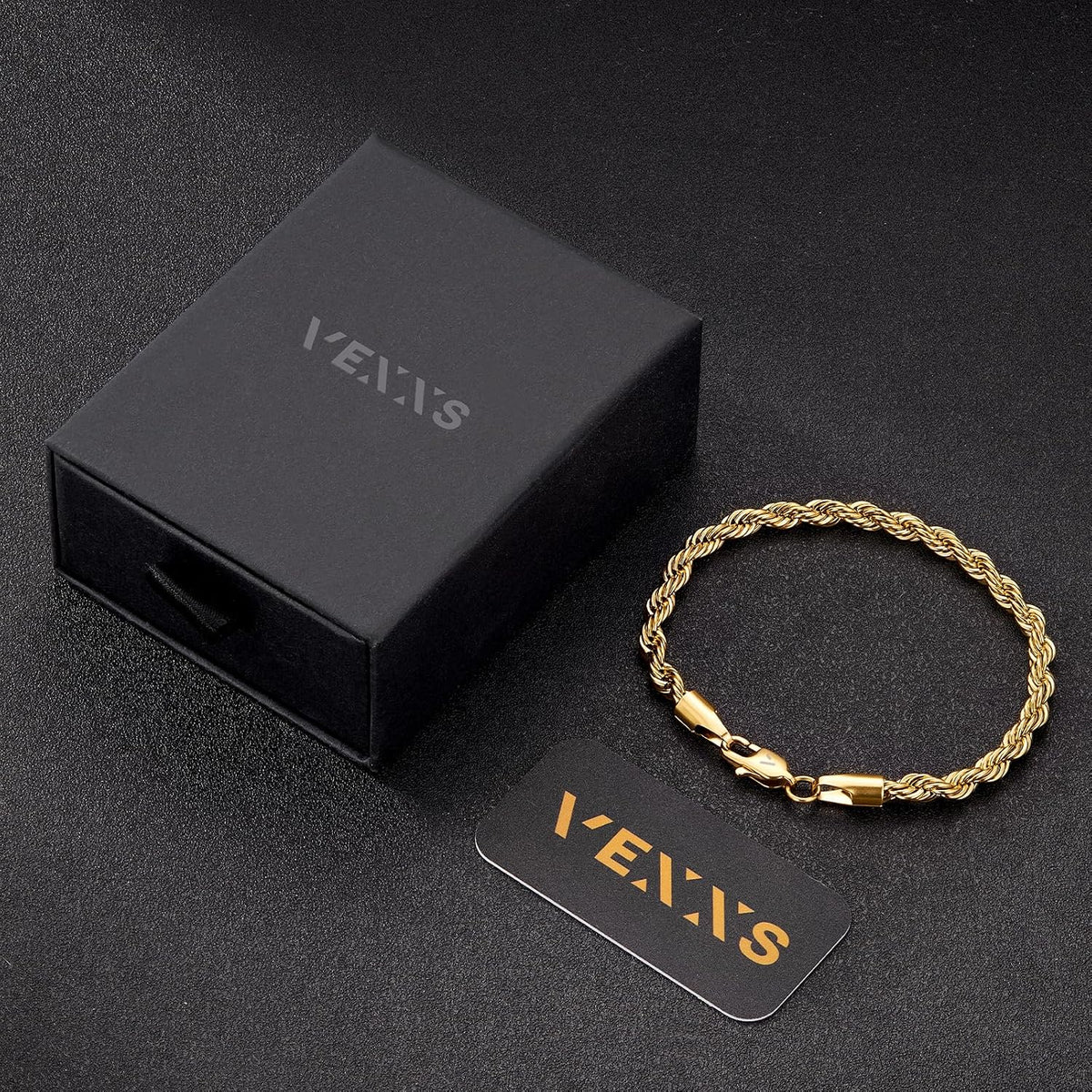 Rope Chain Bracelet for Men, 18K Real Gold Plated Men's Rope Link Bracelet, Durable No Color Fading Cuban Link