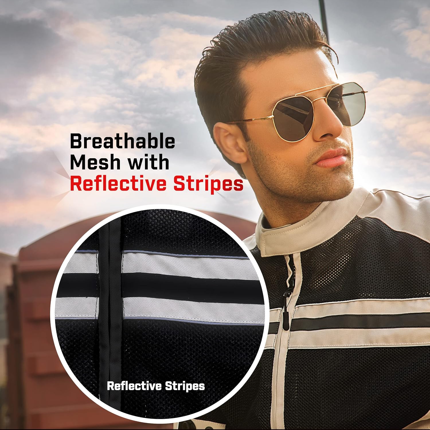 Motorcycle Jacket - CE Level1 Reflective Summer Biker Jacket with Adjustable Cuffs & Waist Belt - Lightweight &