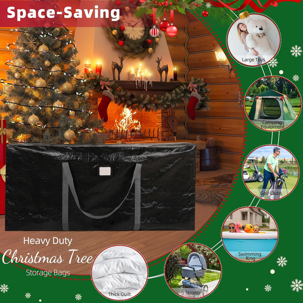 Large Christmas Tree Storage Bag Heavy Duty 9 Ft (Black) | Protects From Moisture & Dust, Holiday Storage