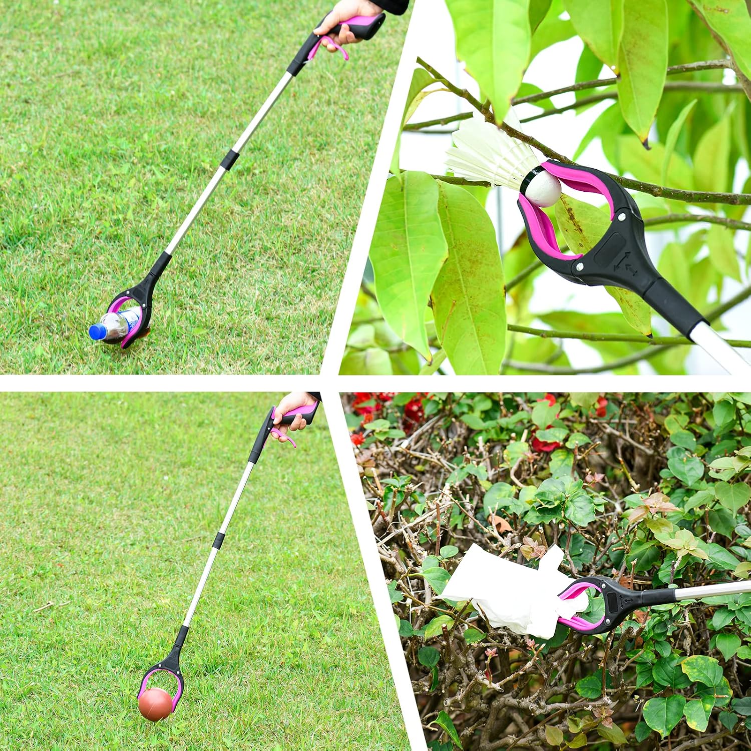 Grabber Reacher Tool,32 Inch Extra Long Foldable Pick Up Stick with Strong Grip Magnetic,360°Rotating Anti-Slip