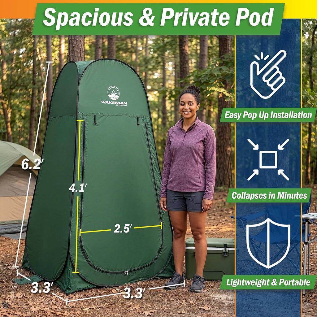 Pop Up Changing Tent, 3.3 x 3.3 x 6.2ft, Camping Shower Tent for Portable Toilet Stall or Dressing Room with Carry