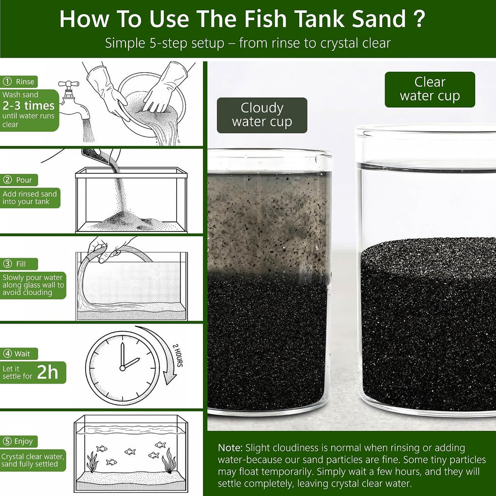 0.4-0.8mm Black Aquarium Sand, 3lbs Substrate for Fish Tank, Garden | Black Fish Tank Sand for Plants, Aquarium