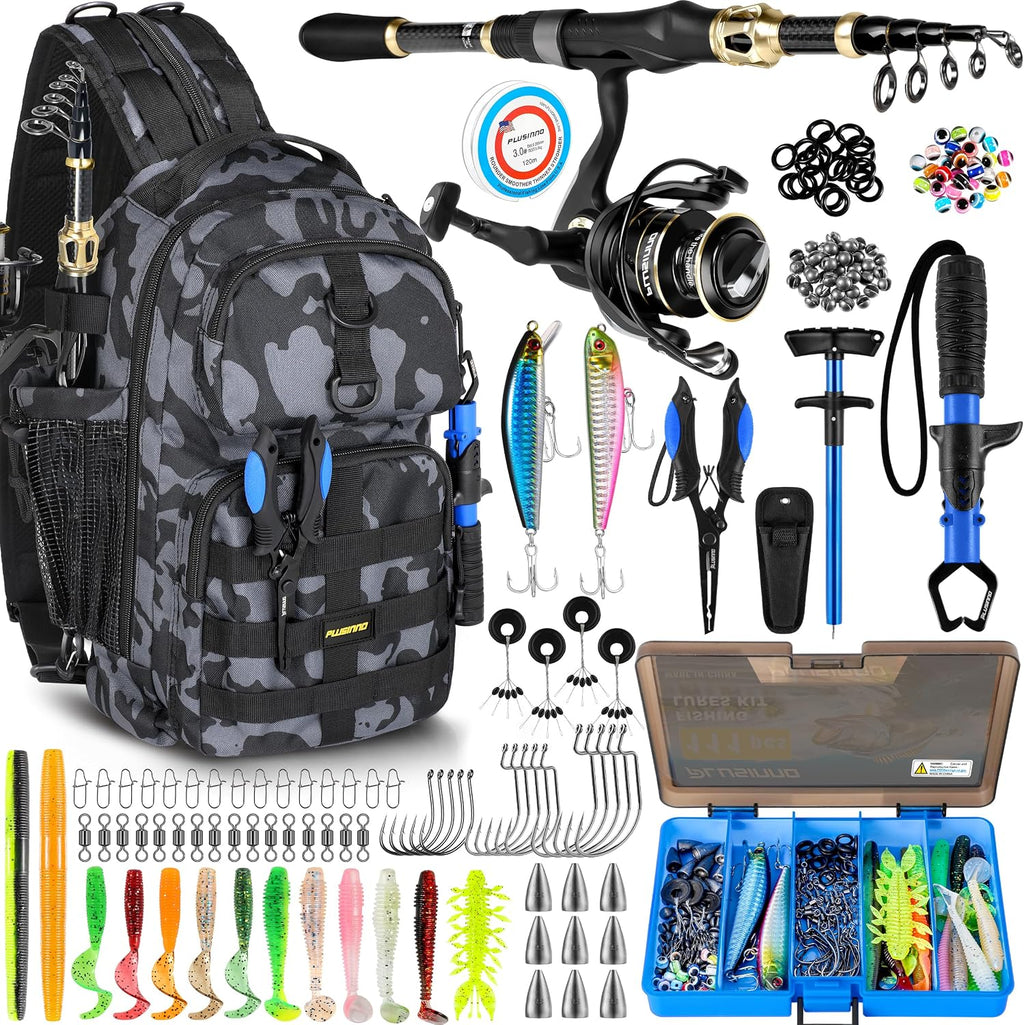 Fishing Backpack with Fishing Rod and Reel Combos Tackle Boxes, Waterproof Tackle Backpack for Fishg Gear with Rod