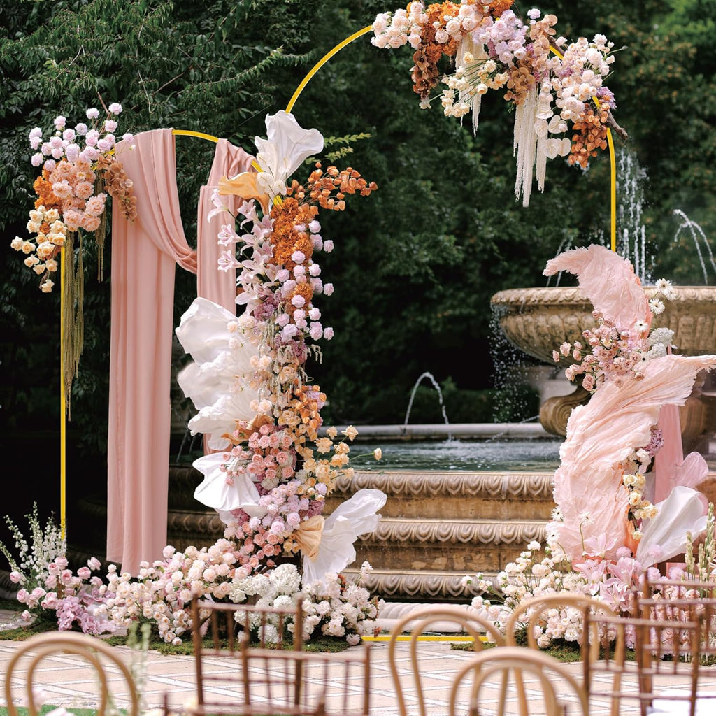 Wedding Arch Backdrop Stand 7.2FT,6FT Gold Metal Arch Stand Set