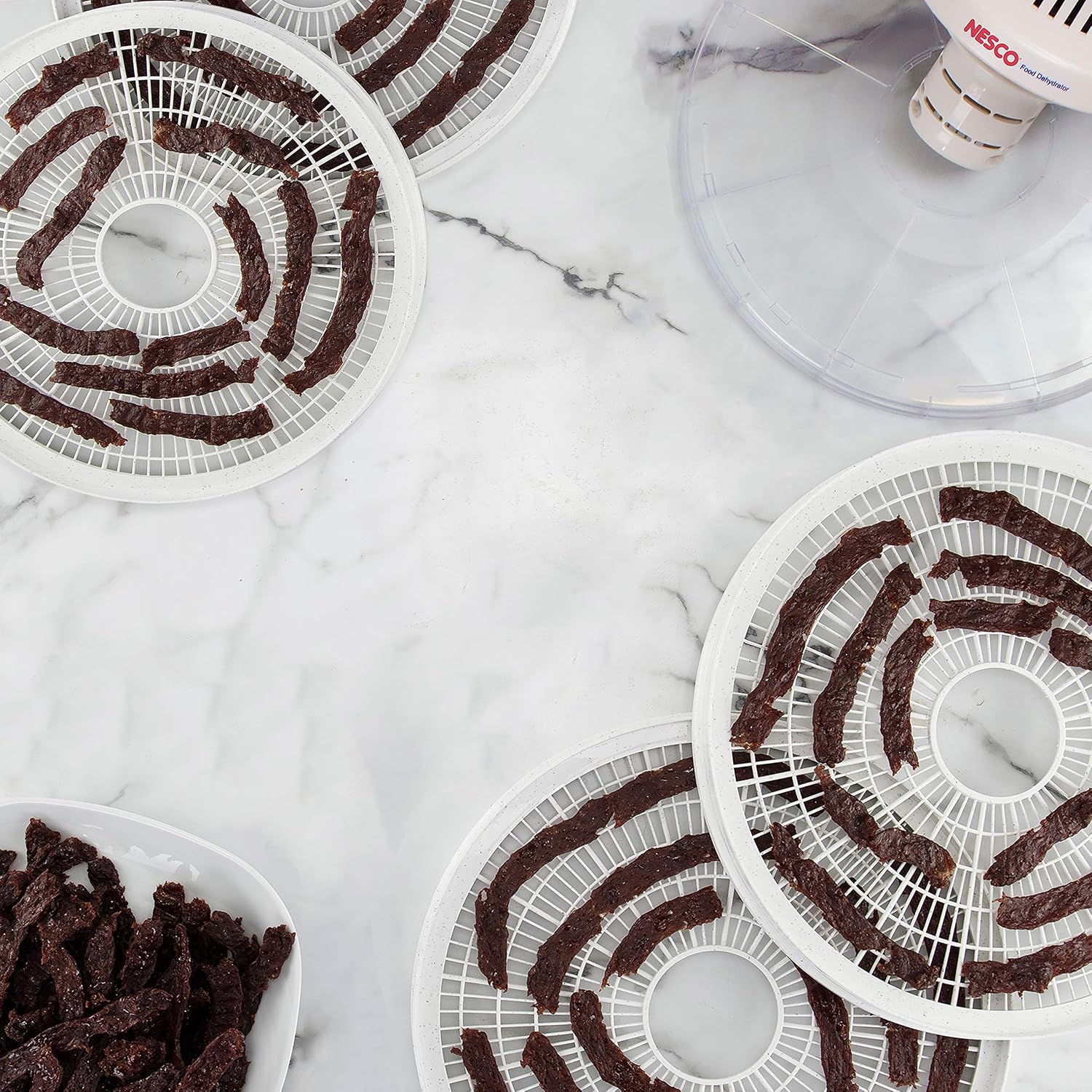 FD-37 Food Dehydrator, For Snacks, Fruit, Beef Jerky,White/Clear, 4 Trays