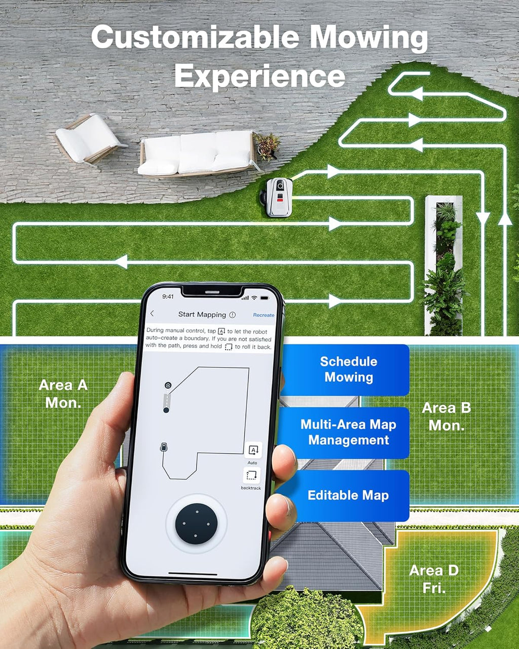 Goat A2000 LiDAR PRO Robotic Lawn Mower for Up to 1/2 Acre, Wire-Free with Dual-LiDAR Auto Mapping, Built-in TruEdge