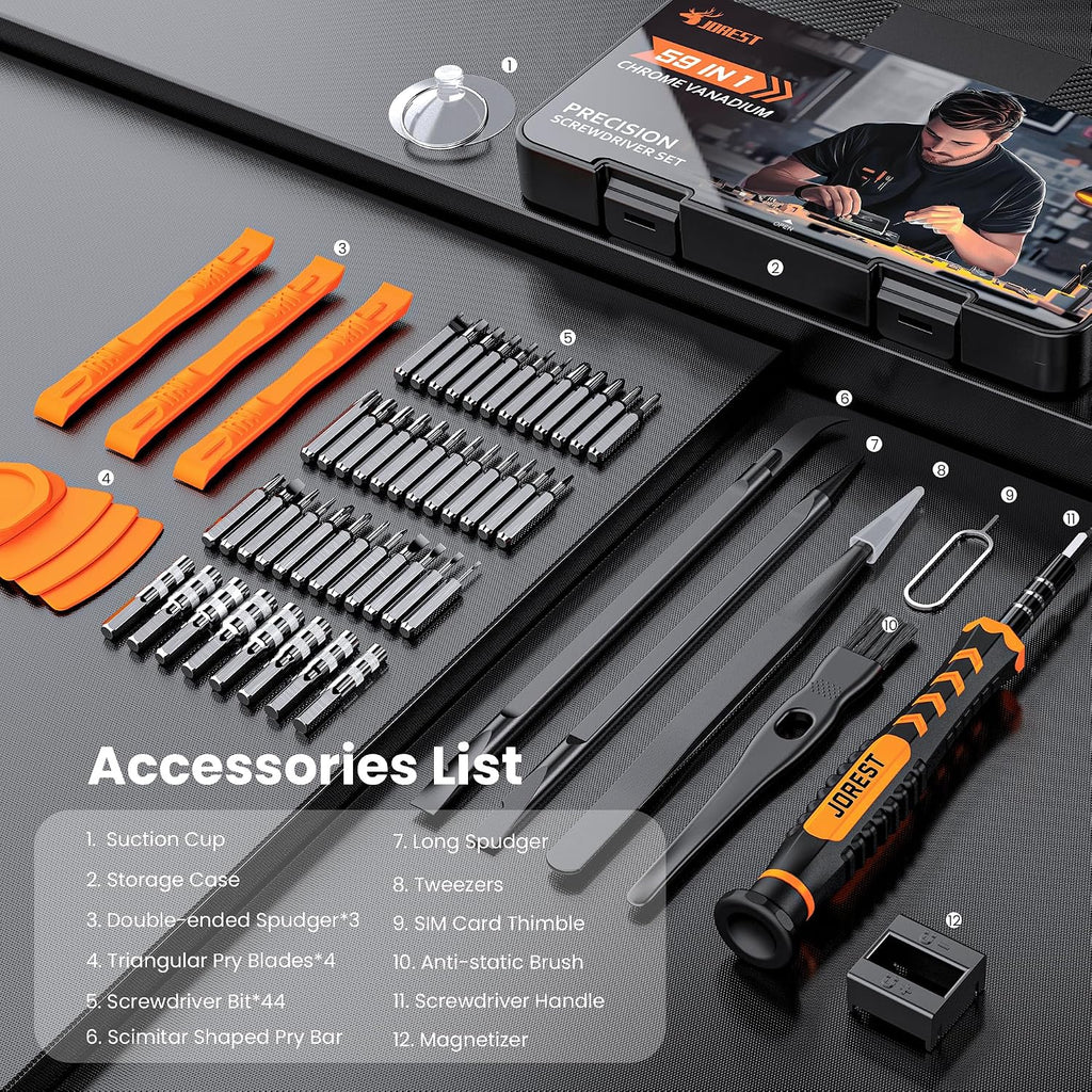 59Pcs Small Precision Screwdriver Set with Torx T5, T6, T8, Mini Repair Tool Kit for Macbook, Computer, Laptop