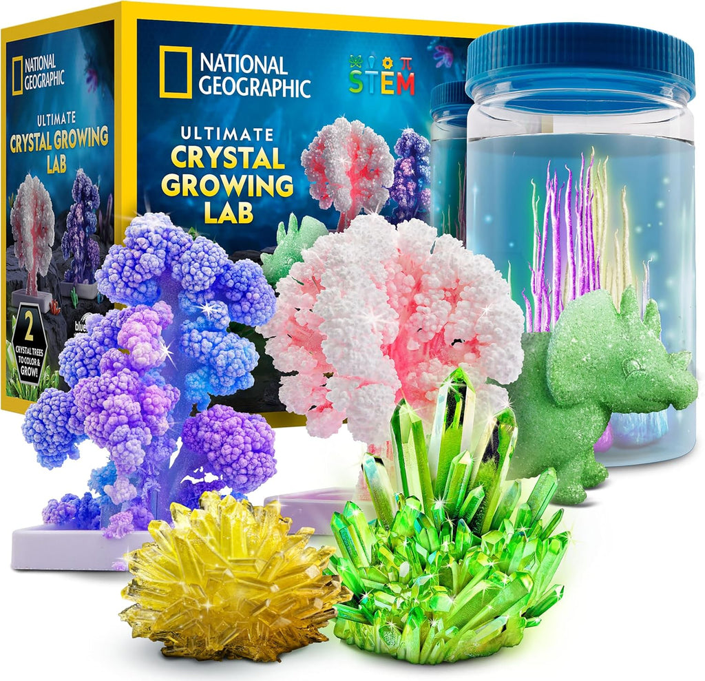 National Geographic Crystal Growing Kit with 5 Unique Activities | Glow-in-the-Dark Crystal, Underwater Crystals