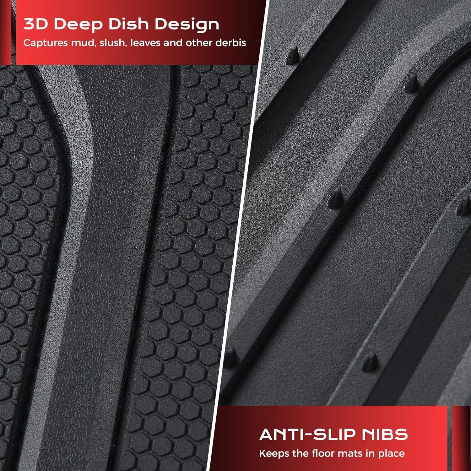Car Mats Full Set, All Weather Car Floor Mats for Cars, Waterproof Automotive Floor Mats with Anti-Slip Backing