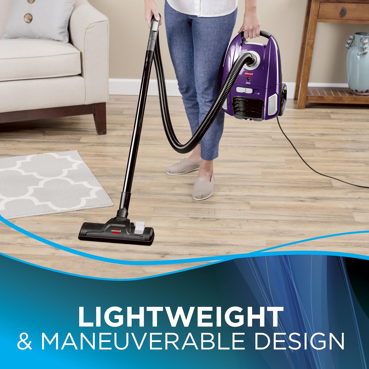Zing Lightweight, Bagged Canister Vacuum, Purple, 2154A