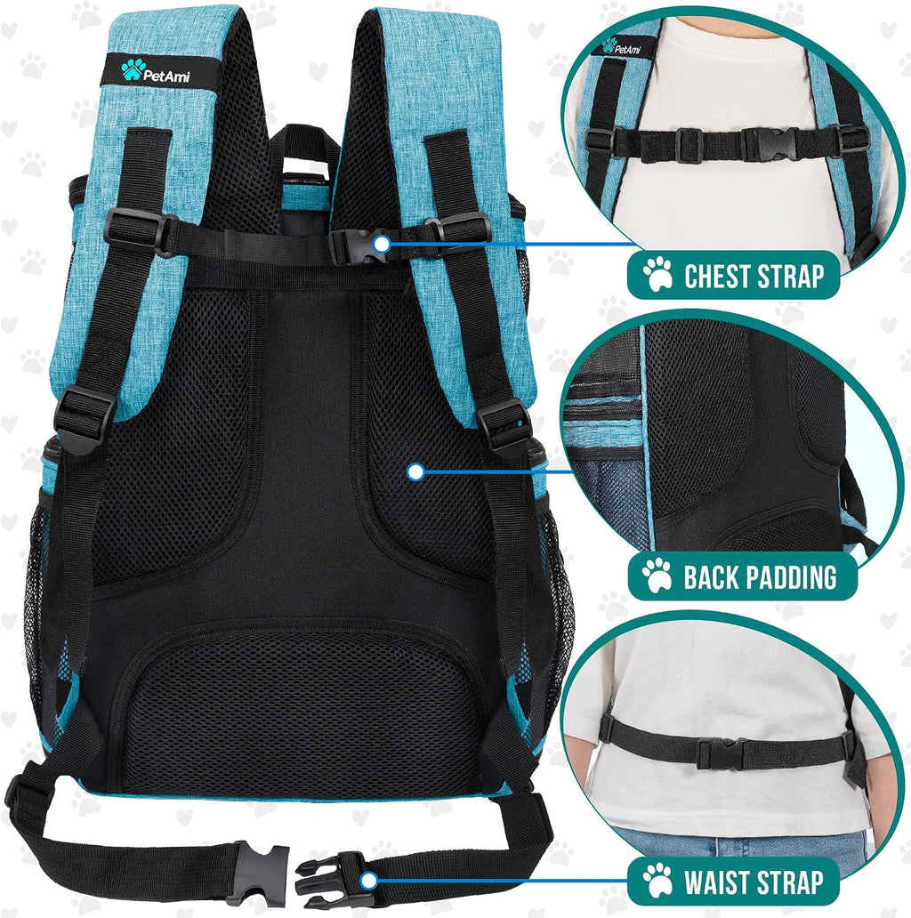 Dog Backpack Carrier, Airline Approved 4-Way Entry Cat Bag, Teal