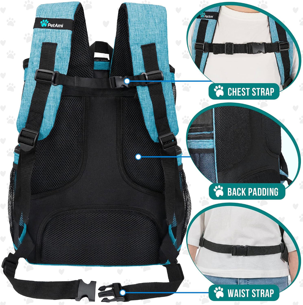 Dog Backpack Carrier, Airline Approved 4-Way Entry Cat Bag, Teal