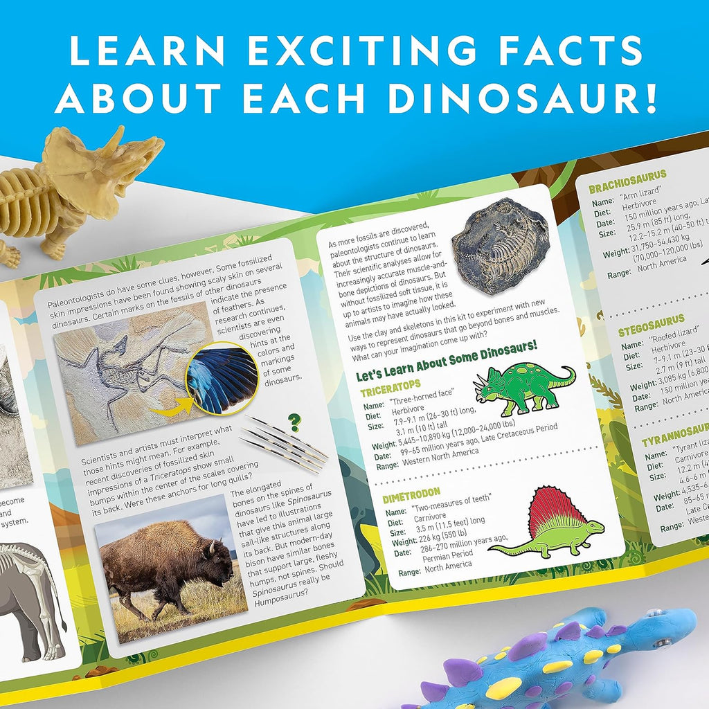 National Geographic Clay Dinosaur Arts and Crafts Activity Kit for Kids | Dinosaurs Toys, 5 Clay Colors, 5 Skeleton