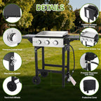 Portable Flat Top Grill with Folding Tabletop Design & Integrated Cart - Propane Griddle for Outdoor Cooking