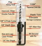 FTG USA #8(11/64") Tapered Wood Countersink Drill Bit w/ 3/8" Collar & Case