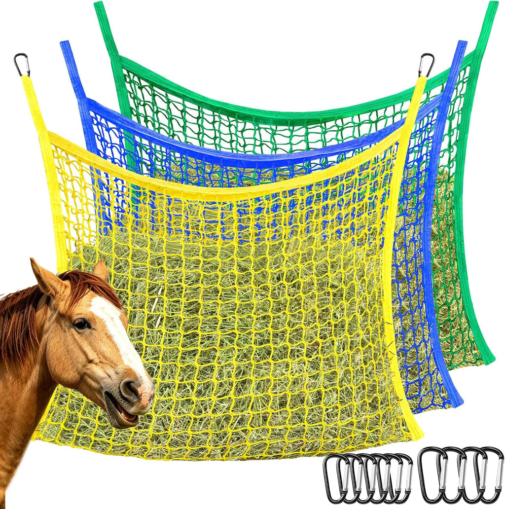 3 Pcs Hay Bags for Horses, Slow Feed Hay Nets for Horses Goat Sheep, Large Capacity Hay Feeder for Stall, Trailer