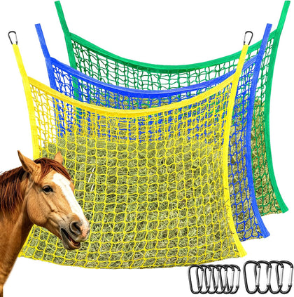 3 Pcs Hay Bags for Horses, Slow Feed Hay Nets for Horses Goat Sheep, Large Capacity Hay Feeder for Stall, Trailer