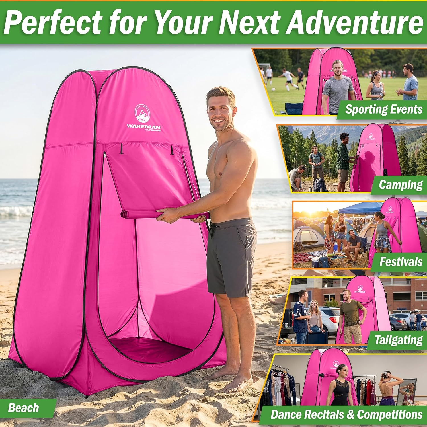 Pop Up Changing Tent, 3.3 x 3.3 x 6.2ft, Camping Shower Tent for Portable Toilet Stall or Dressing Room with Carry