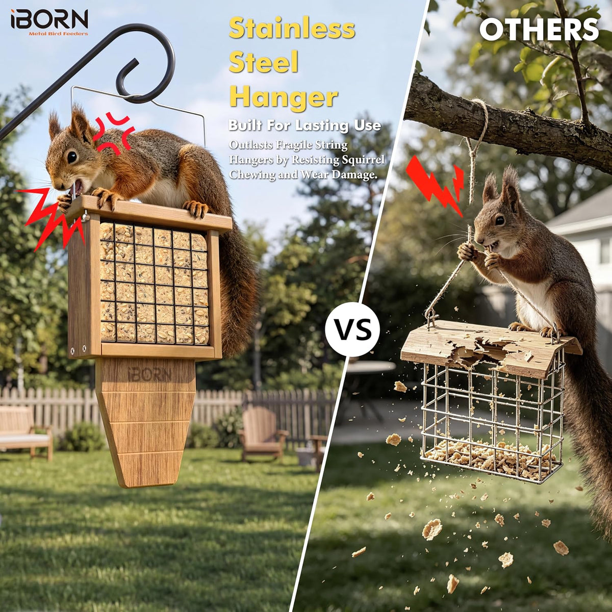 Suet Bird Feeder with Tail Prop,WPC Recycled Plastic & Weatherproof,Raw,1PK