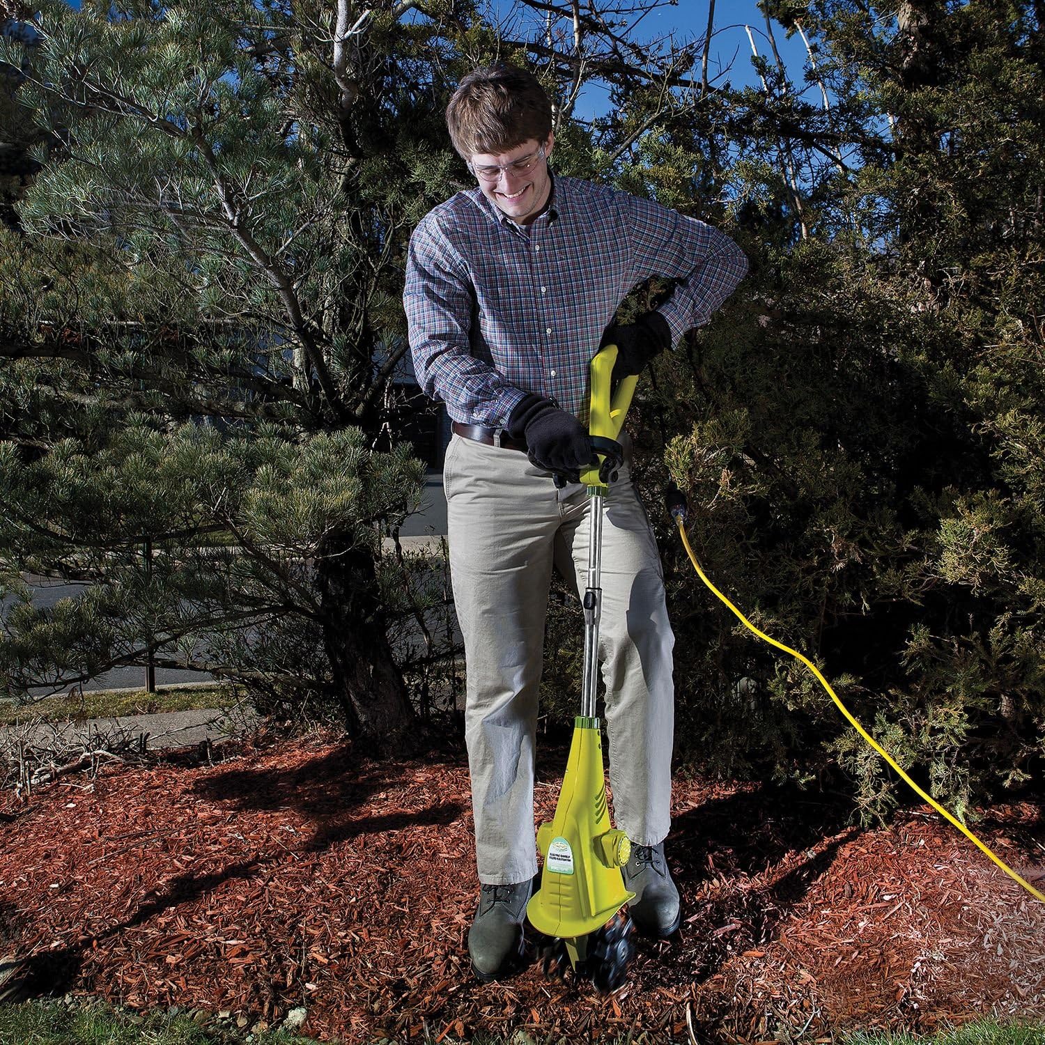 Corded Electric Garden Cultivator with Steel Blades, 6.3-Inch Wide Path, 2.5-Amp Motor - Heavy-Duty Electric Tiller