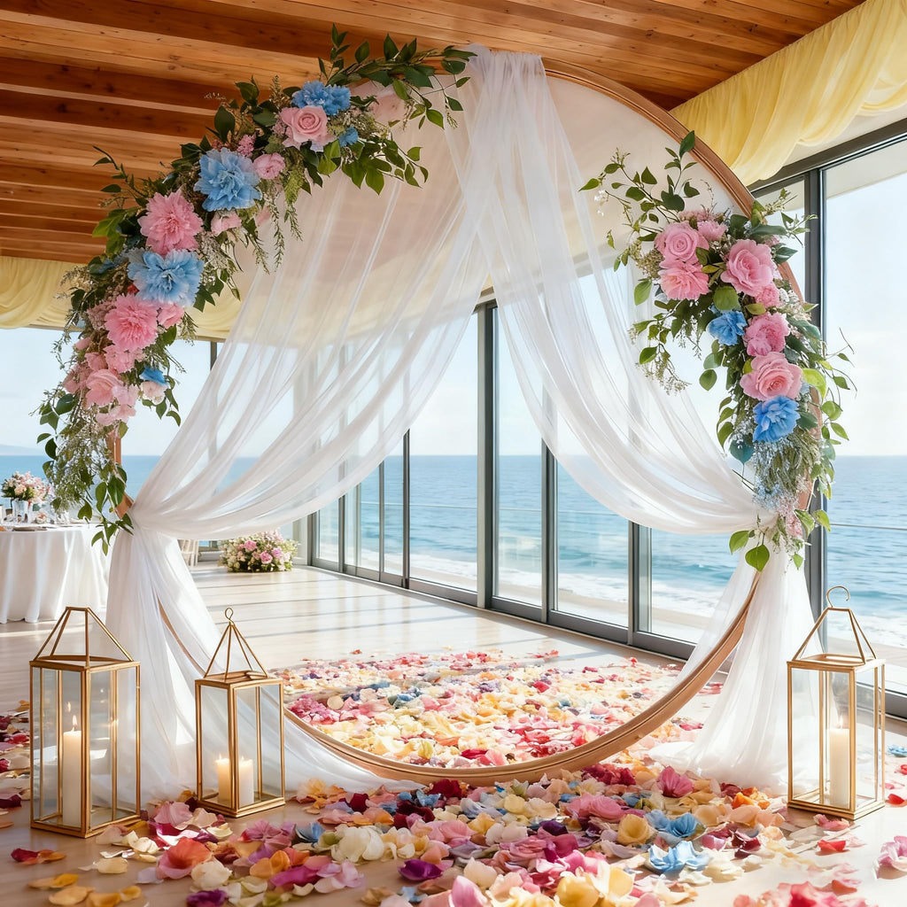 Wedding Arch Draping Fabric 28" x 19 ft White Sheer Curtain Backdrop Drapes