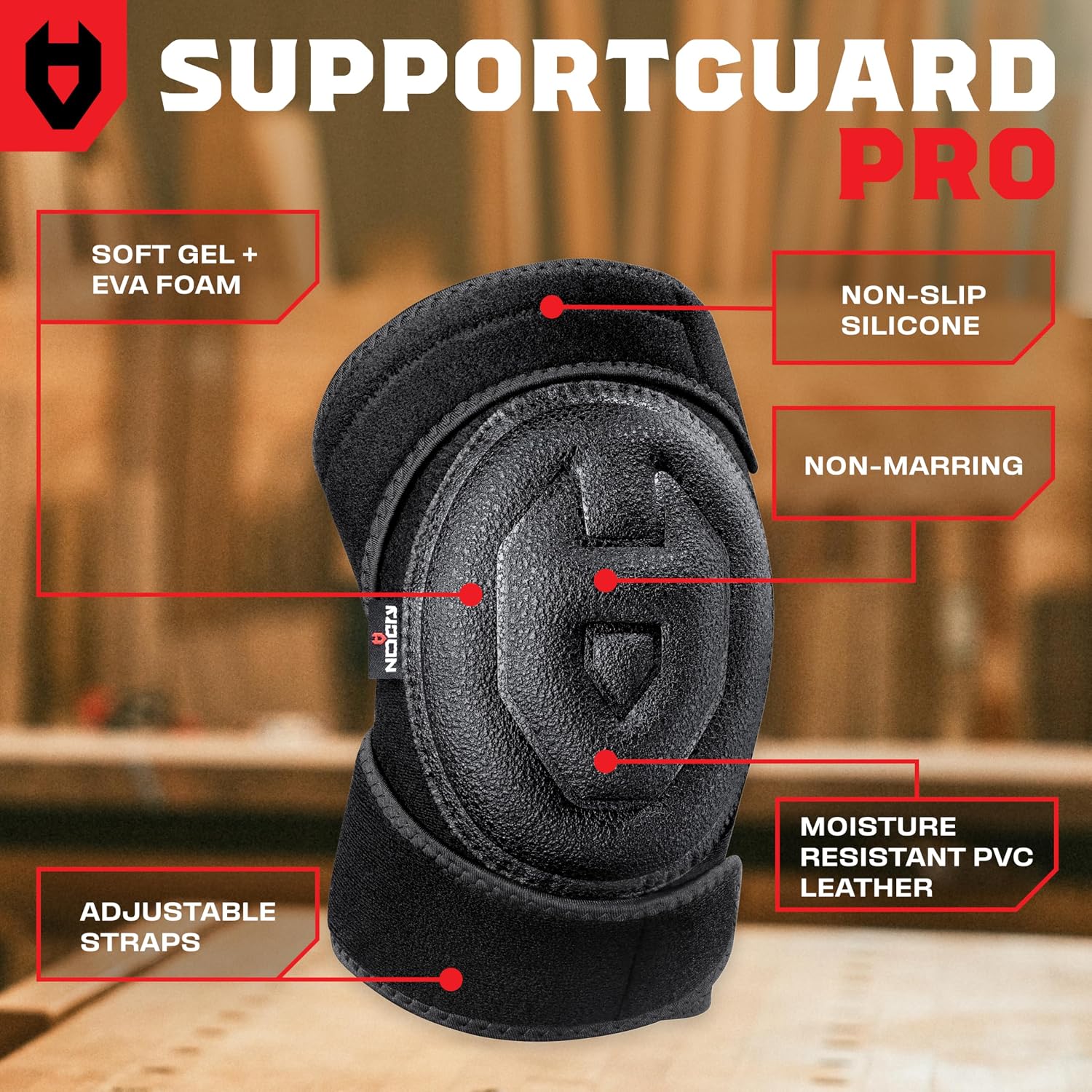 Gel Knee Pads for Men and Women with Soft Foam Cushion — Waterproof Anti-Slip Cap and Easy to Use, Adjustable