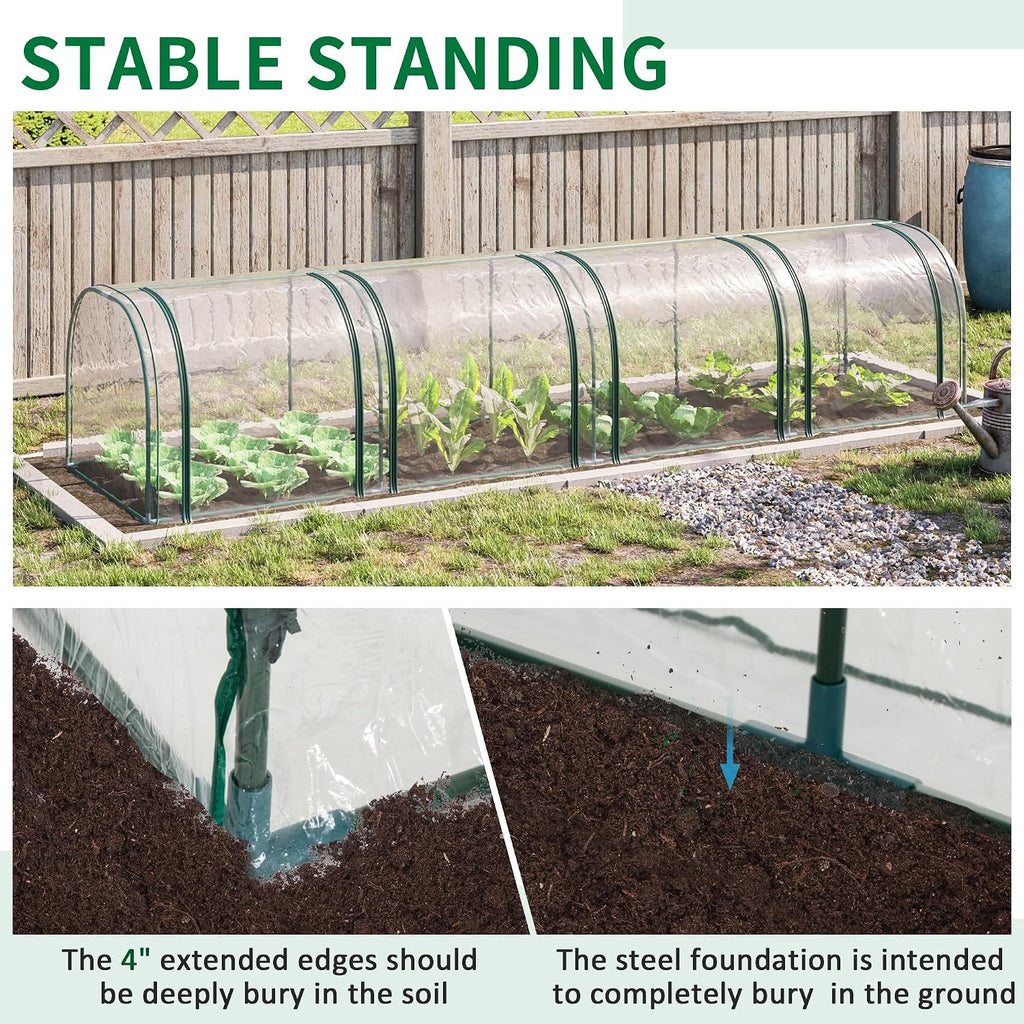 13' x 3' x 2.5' Mini Greenhouse Portable Tunnel Green House Clear | Roll-Up Zippered Doors, UV Waterproof Cover