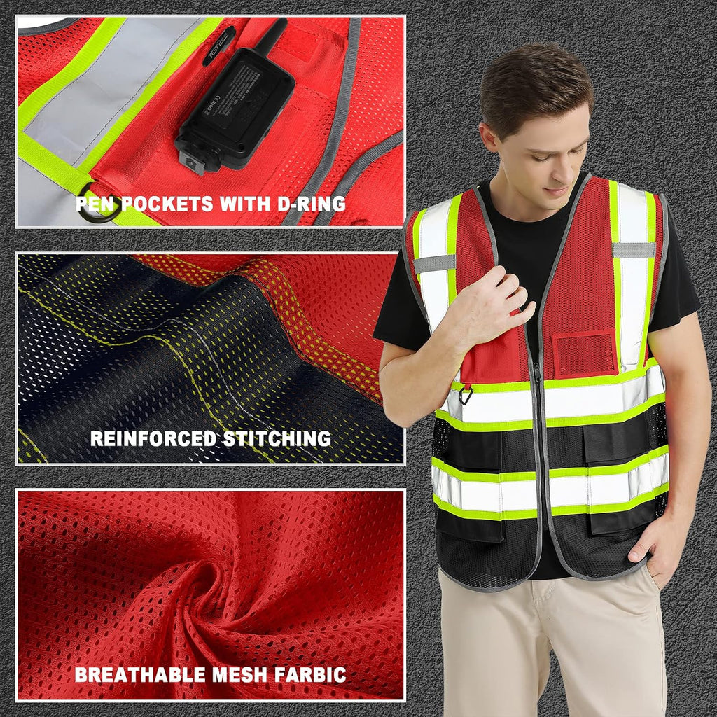 Custom Logo Safety Vest Class2 High Visibility Reflective Vest Breathable Construction Vest