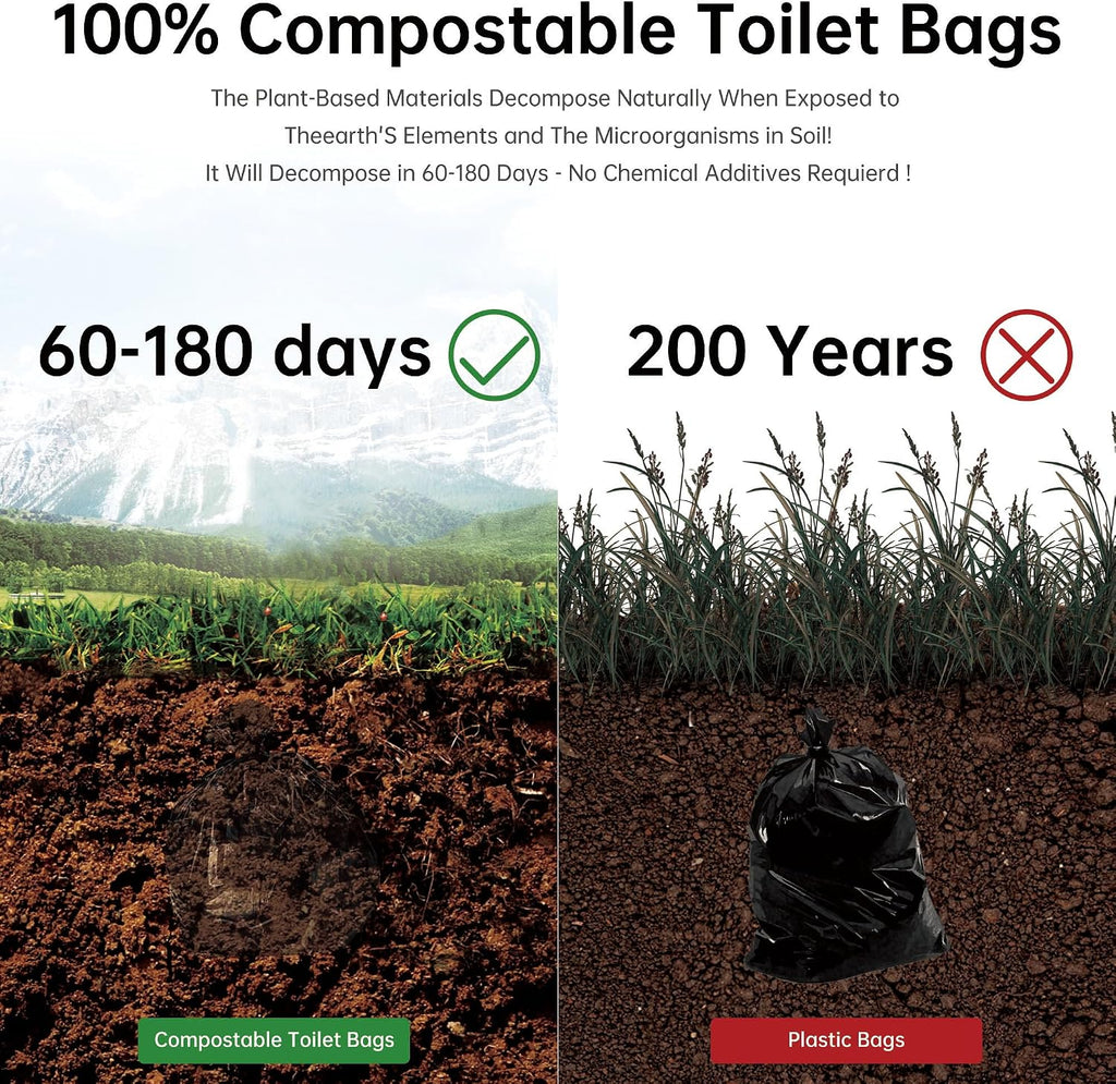 25/50 / 75 Pcs Portable Camping Toilet Bags,5 Gallon Compostable Toilet Replacement Bags for camping toilet, portable