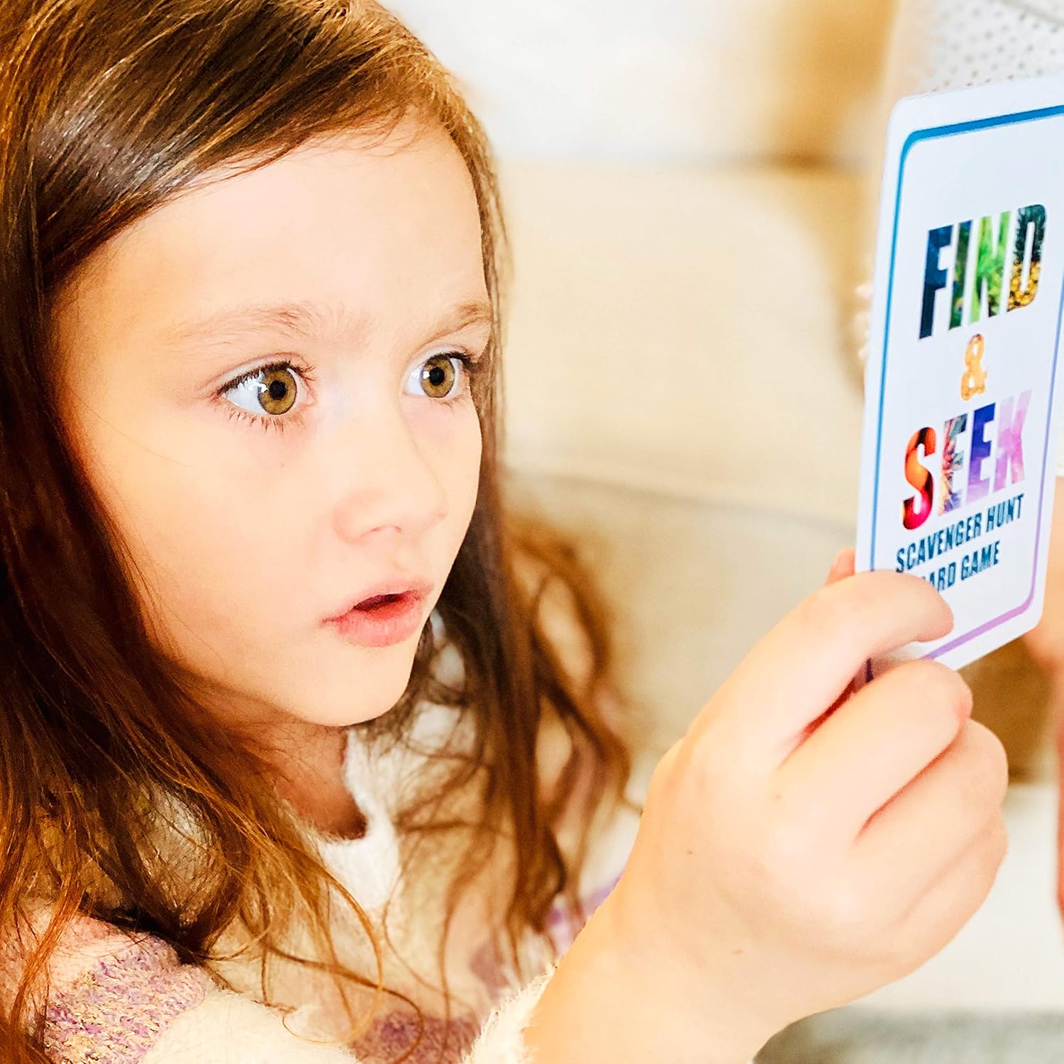 Find and Seek Scavenger Hunt Card Game, Indoor Outdoor Activities for Kids Toddler & Family, Beach Camping Travel Car