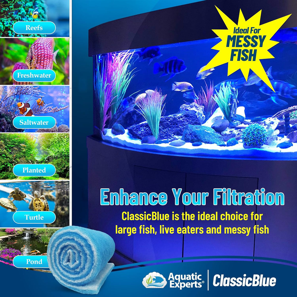 Bonded Aquarium Filter Pad, 18x72x.75 in, Cut to Fit