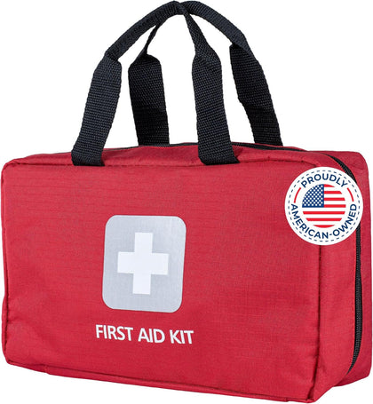 Home Essentials First Aid Kit (291 Pieces) - First Aid Bag with Multi-Sized Bandage, Gauze, Wipes, Scissors, Gloves